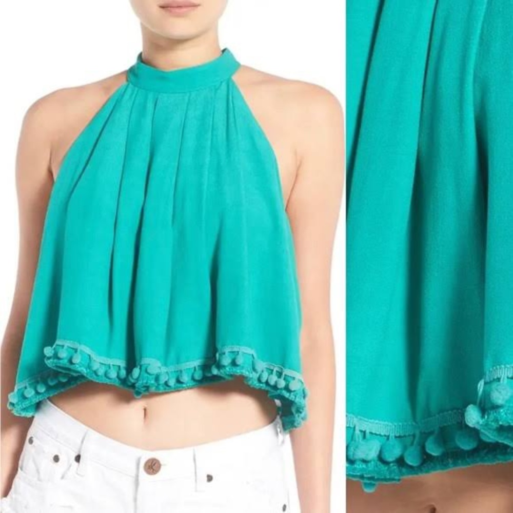 Lovers + friends Pom Pom Halter Top Size M